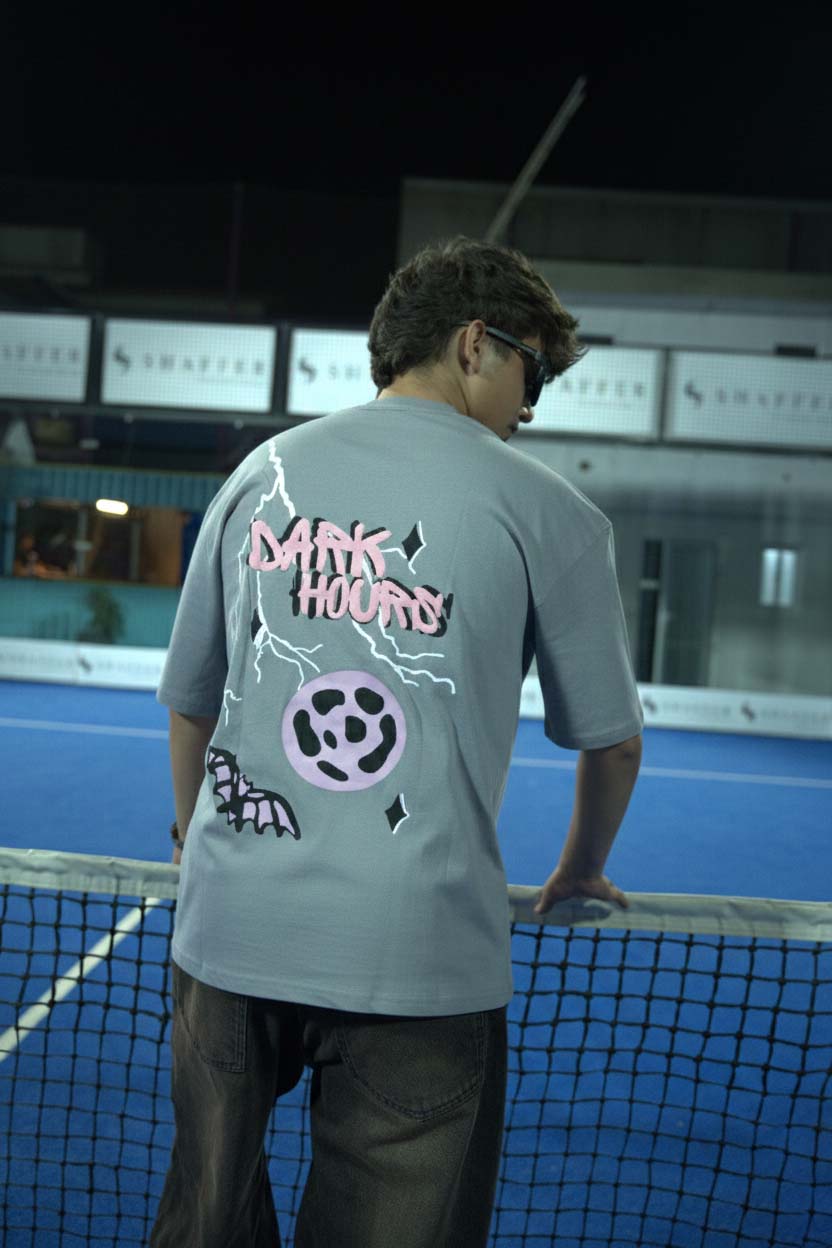 Dark Hours Oversized Tee - Grey